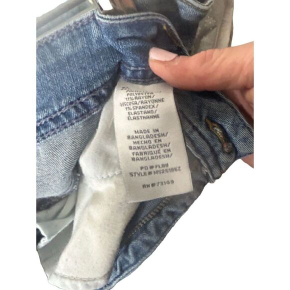 One 5 One 151  Blue Denim Pencil Midi Skirt Pieced Front Frayed Edge Sz M - Picture 3 of 4